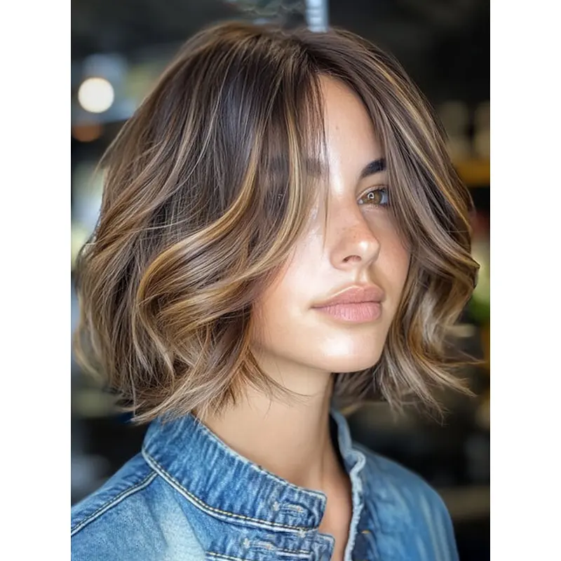 Medium Wigs Haircuts Ombre/2 Tone Synthetic Shoulder Length Monofilament 12" Wigs