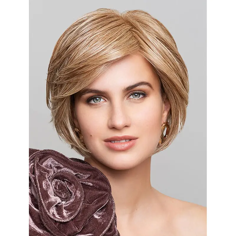 Synthetic 10" Blonde Straight Chin Length Monofilament Bob Wig
