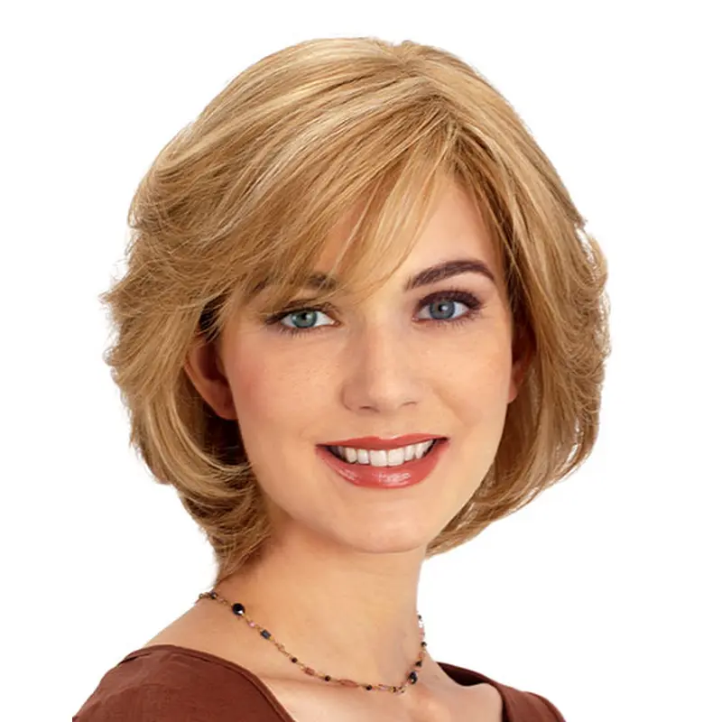 Convenient Blonde Wavy Chin Length Lace Front Wigs