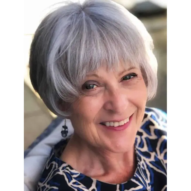 Grey Hair Wigs Short Monofilament Synthetic Wigs