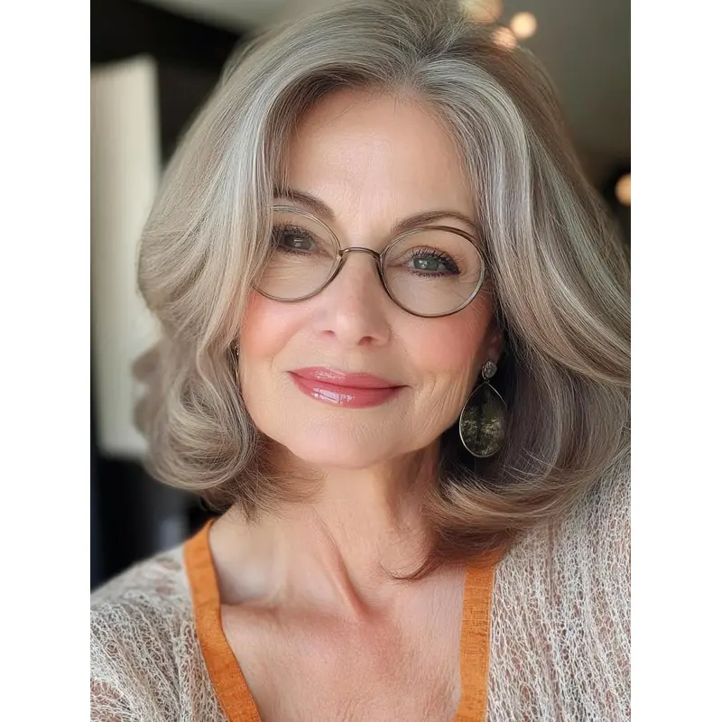 Grey Womens Wigs Monofilament Synthetic 10" Bobs Wigs