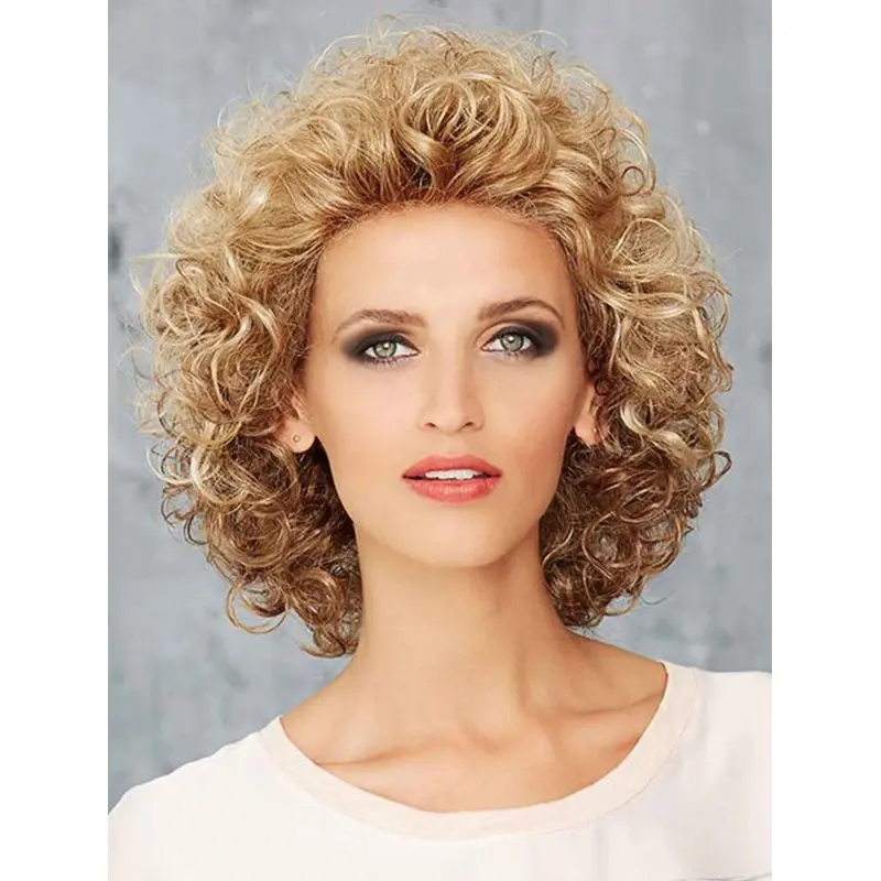 12" Chin Length Curly Blonde Ideal Lace Front Wigs