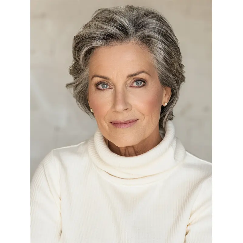 Grey Pixie Cut Wig 8" Boycuts Synthetic Straight Monofilament Short Wigs