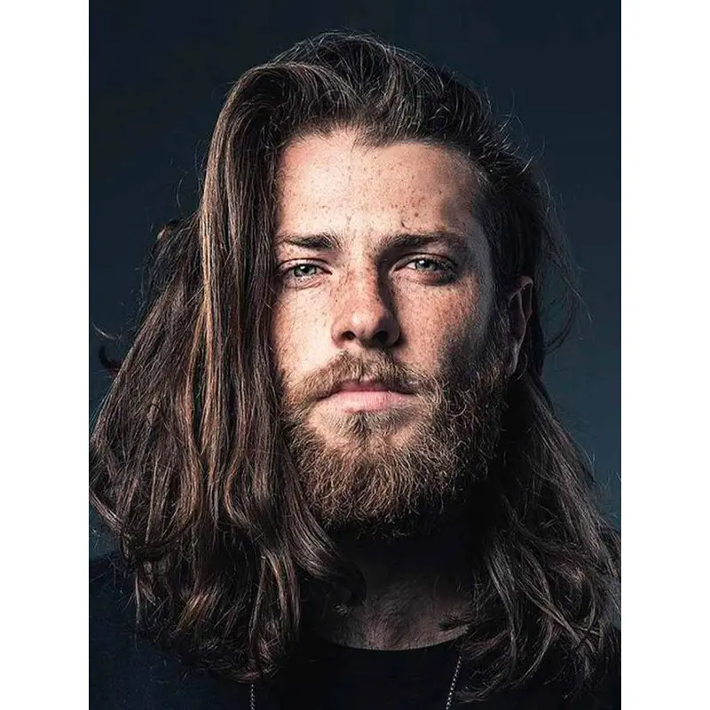 Male Wig Real Hair Layered Ombre/2 Tone 14" Shoulder Length Wigs