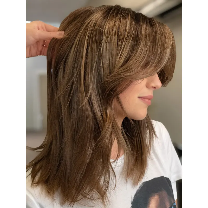 Medium Lace Front Wigs Ombre/2 tone 14" With Bangs Wigs