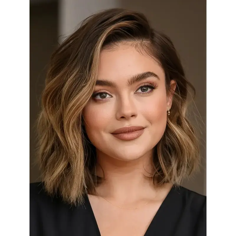 Medium Length Bob Wig Monofilament 12" Wavy Synthetic Ombre/2 Tone Wigs