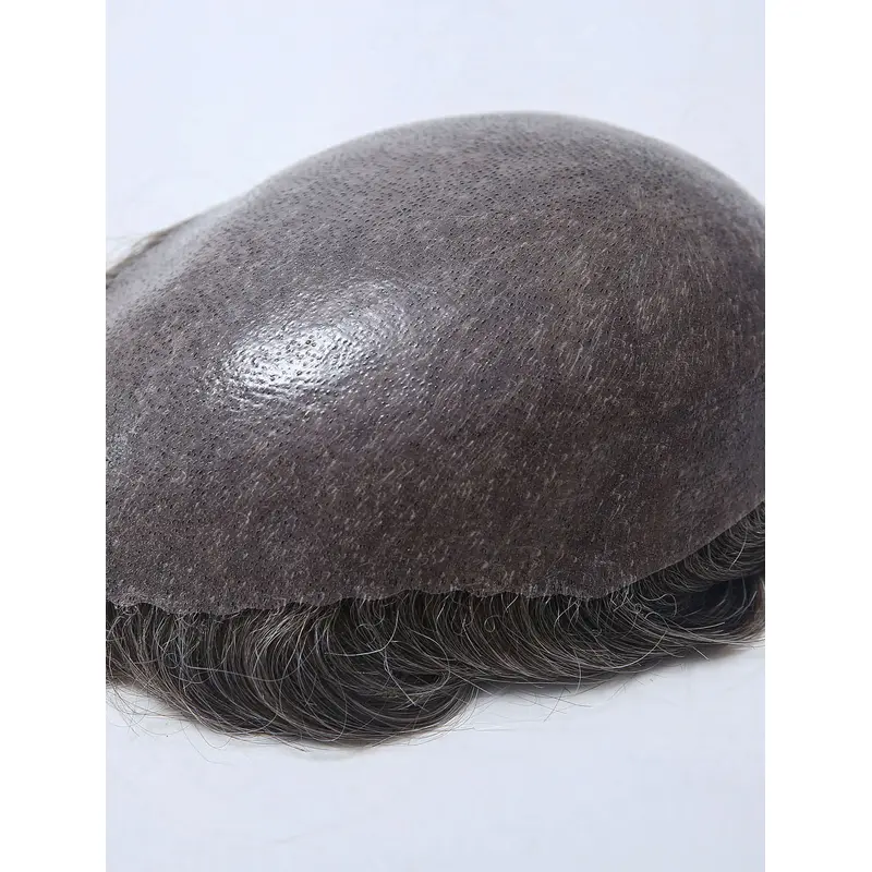 100% Human Hair With Gray Hair Full Poly Man Toupees