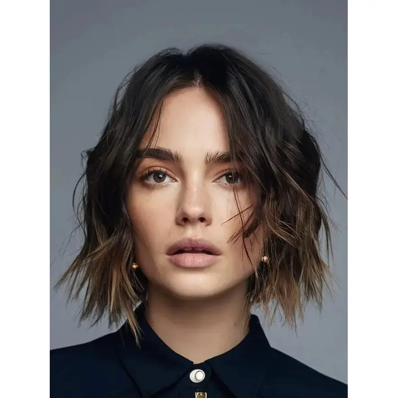 Bob Wig Wavy Chin Length Monofilament Ombre/2 Tone 10" Synthetic Wigs