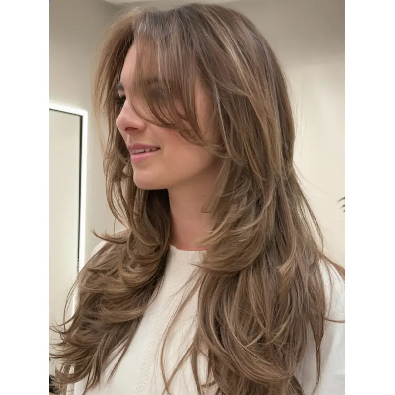 Long Wavy Wig 22" Monofilament Layered Wigs