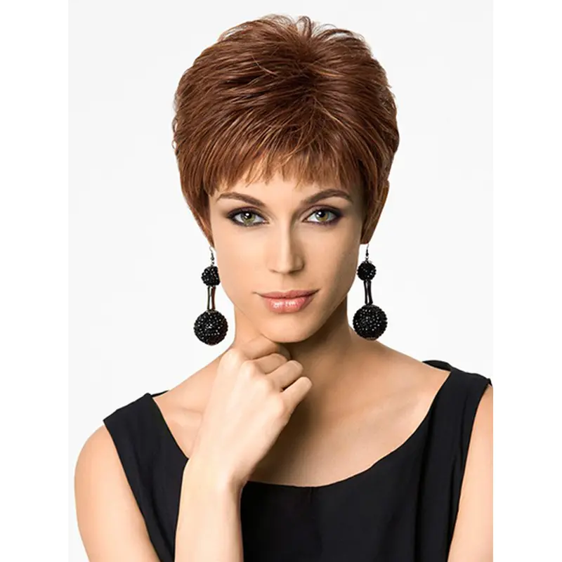 Polite Auburn Boycuts Straight Short Wigs