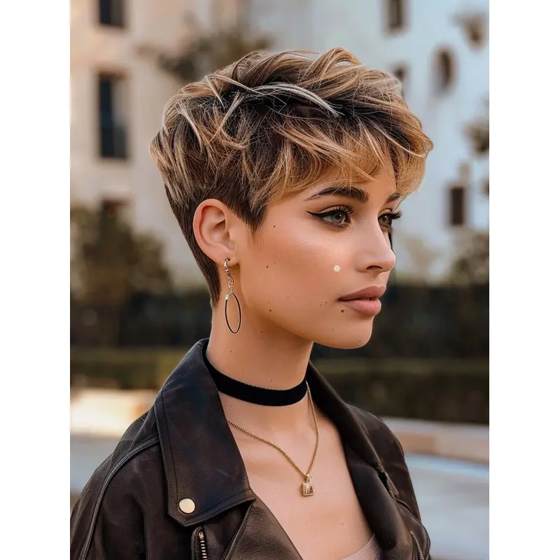 Short Hair Wig Styles Ombre/2 Tone Synthetic 6" Straight Lace Front Boycuts Wigs