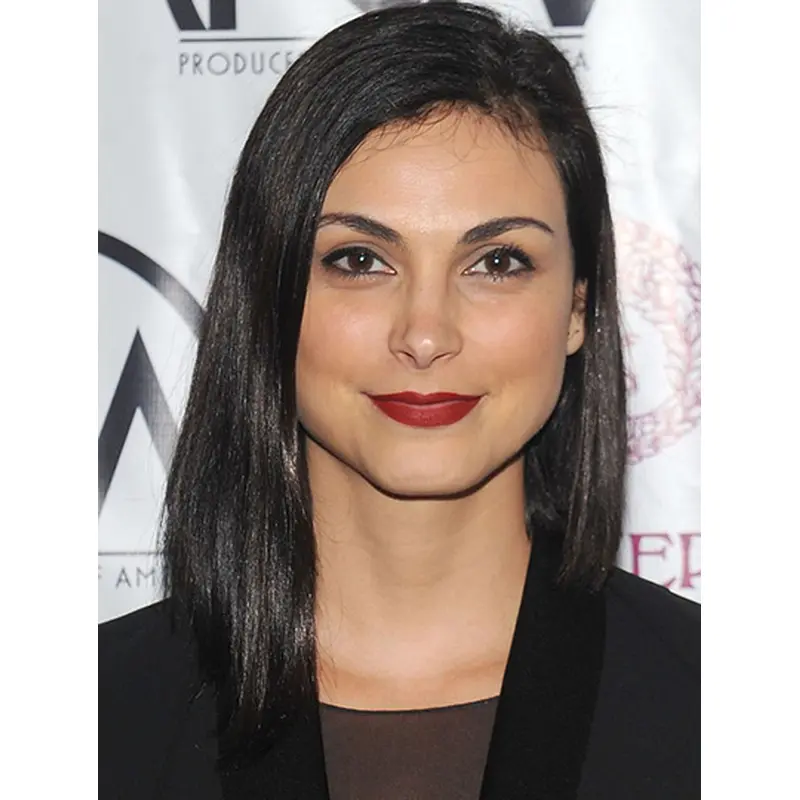 Straight 14" Shoulder Length Black Synthetic Morena Baccarin Wigs