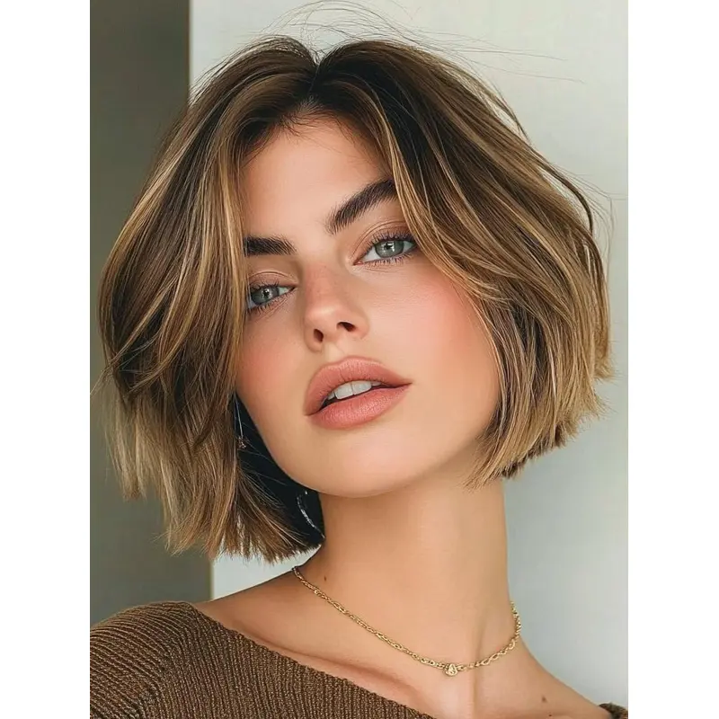 Straight Bob Wig Lace Front Ombre/2 Tone 10" Synthetic Chin Length Wigs