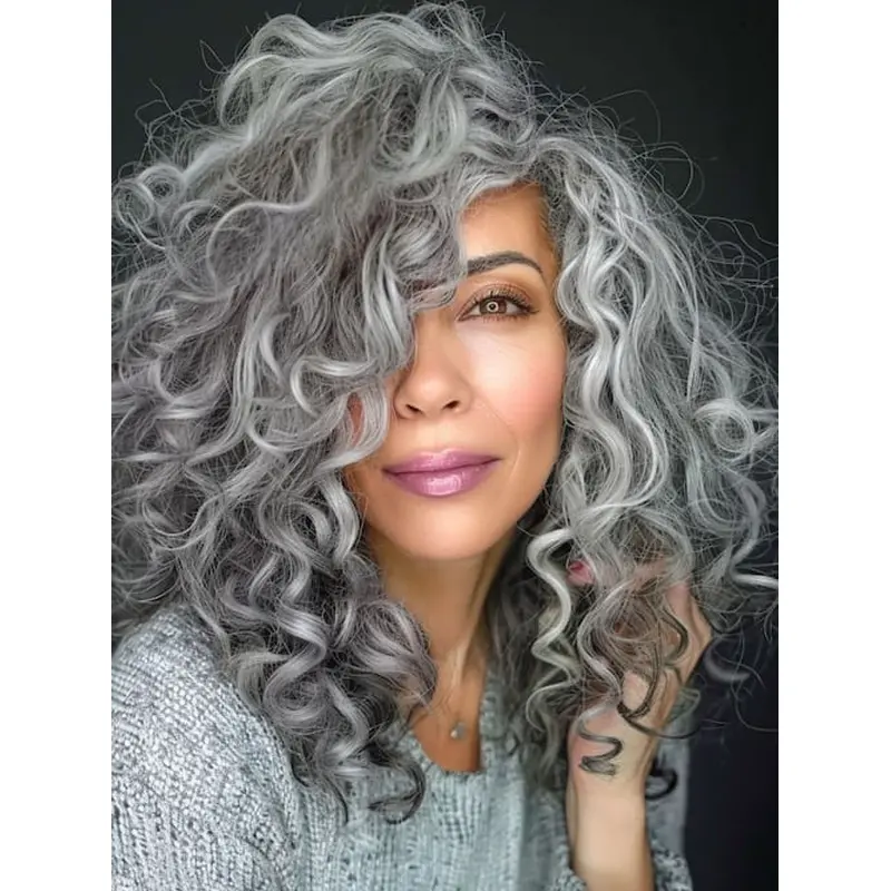 Wigs For Sale For African American 14" Shoulder Length Synthetic Grey Wigs