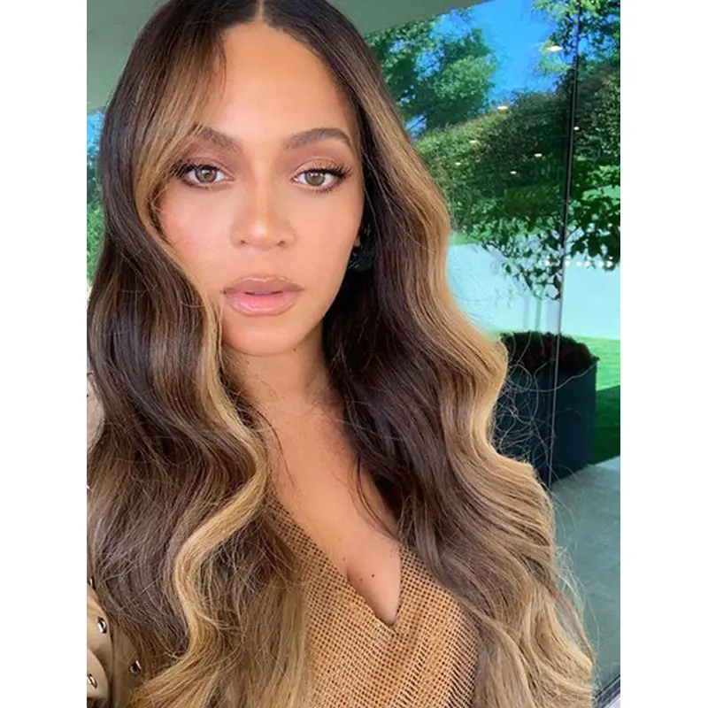 24" Wavy Long Lace Front Without Bangs Ombre/2 Tone Beyonce Wigs