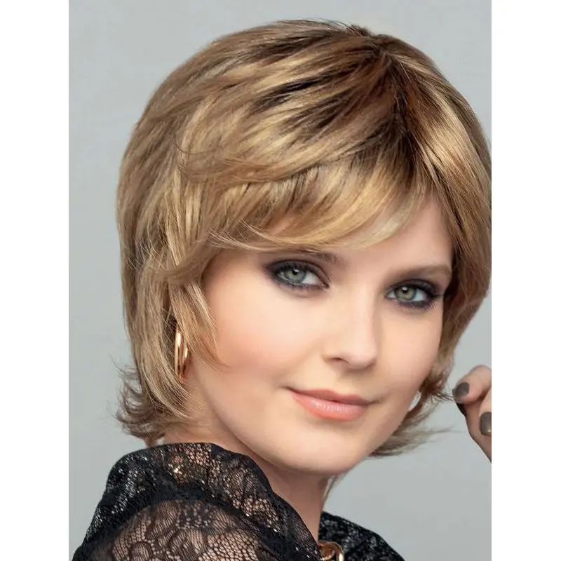 Chin Length 100% Hand-tied Blonde Straight Bobs Synthetic Wigs Women