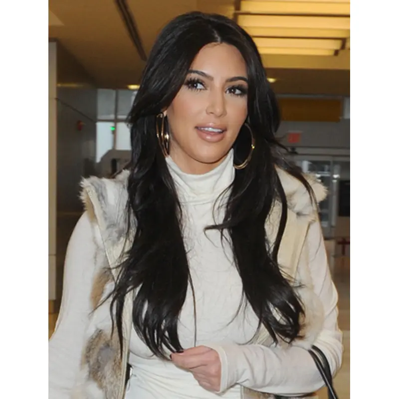 Impressive Black Straight Long Kim Kardashian Wigs