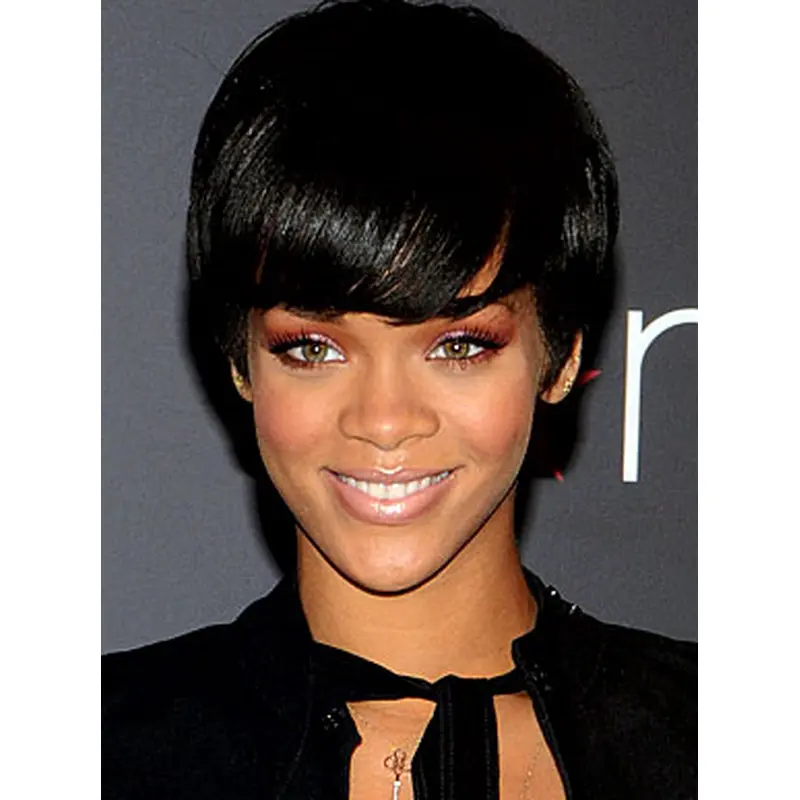 Rihanna Pleasant Short Straight Glueless Lace Front Wig with Bangs