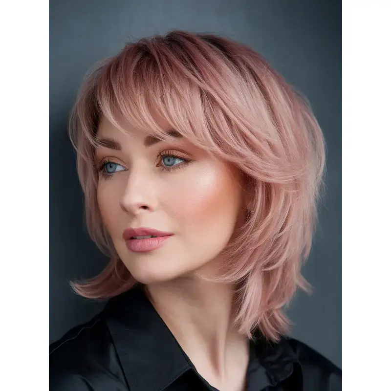 Straight Medium Hair With Layers 12" Ombre/2 Tone Lace Front Shoulder Length Wigs