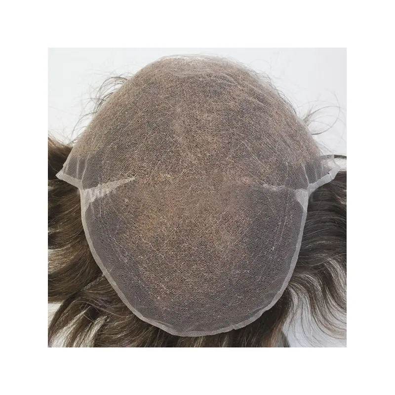100% Human Hair Bleached Knots Full Swiss Lace Man Toupees