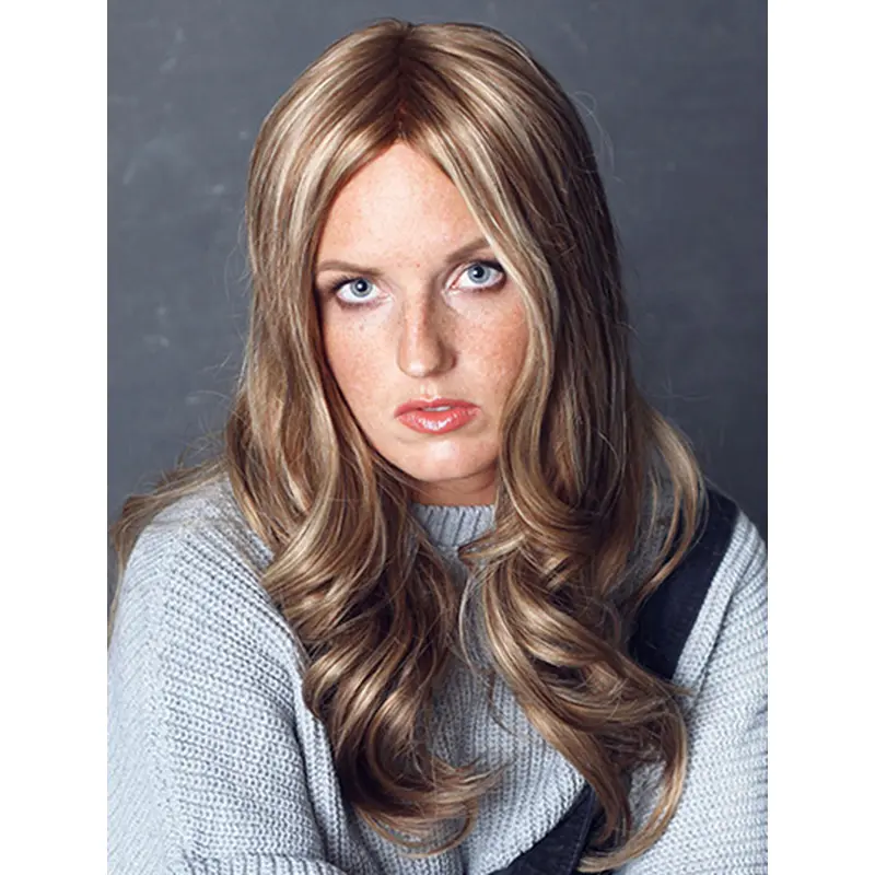 Curly Long 100% Hand-tied Platinum Blonde Without Bangs Real Human Hair Wigs