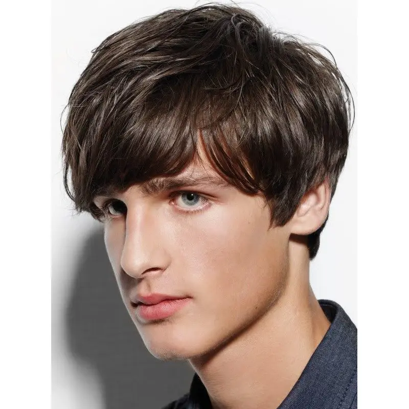 Lace Wigs For Men With Bangs Wavy Cropped Synthetic 4" Wigs
