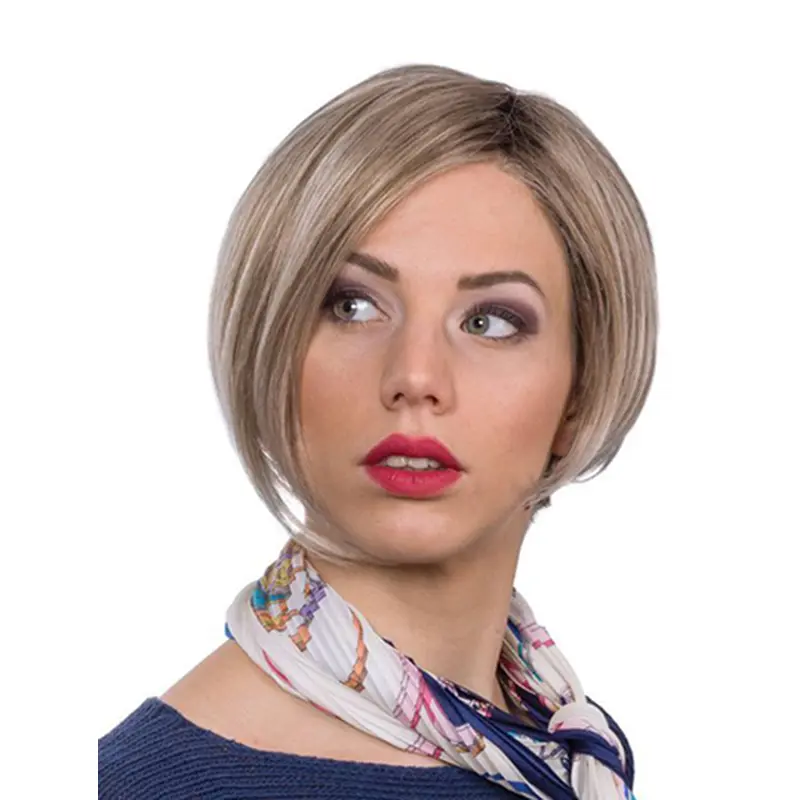 10" Straight Monofilament Blonde Synthetic Chin Length Bob Hairstyles For Women