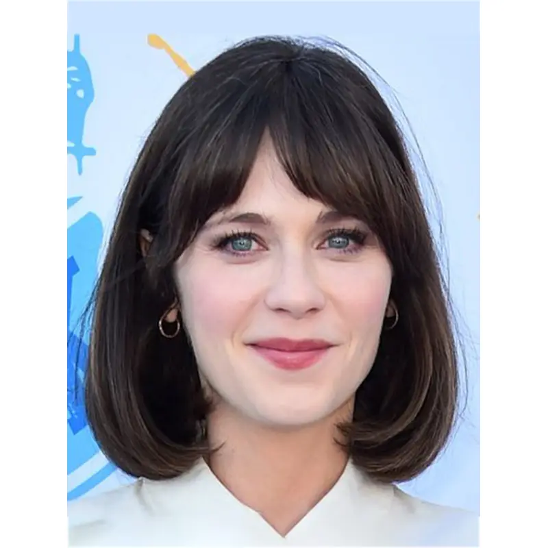 12" Lace Front Chin Length Synthetic Straight Zooey Deschanel Wigs