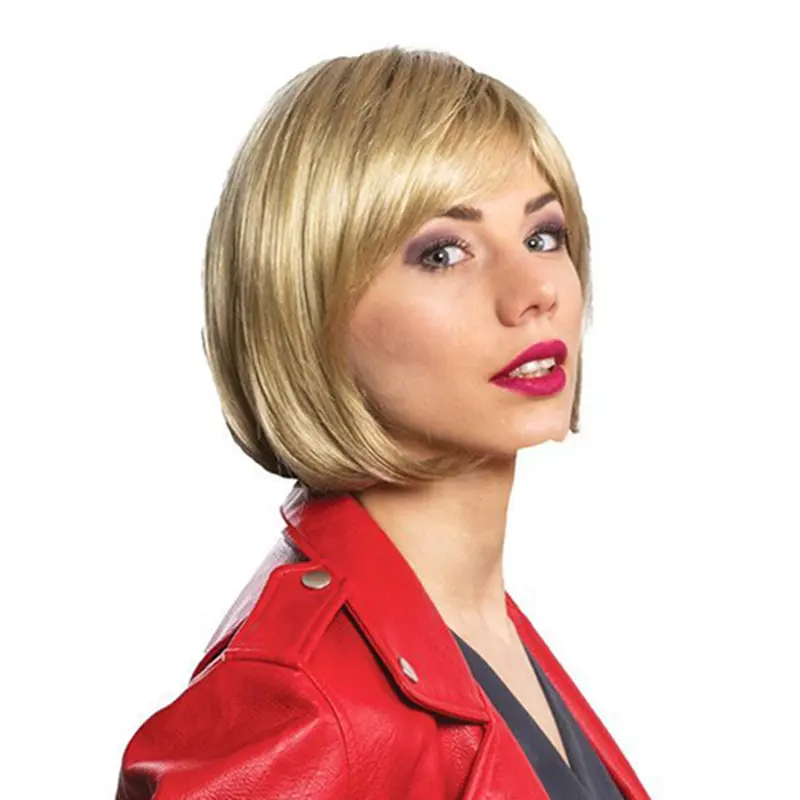 12" Straight Monofilament Blonde Synthetic Shoulder Length Ladies Bob Wig