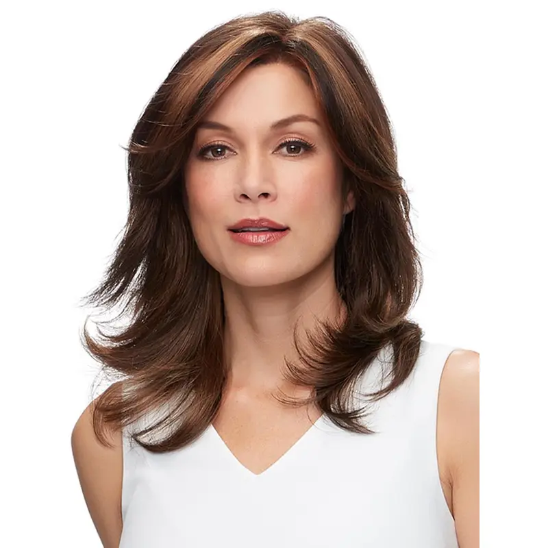 14" Straight Auburn Monofilament Humnan Hair Wig Layered