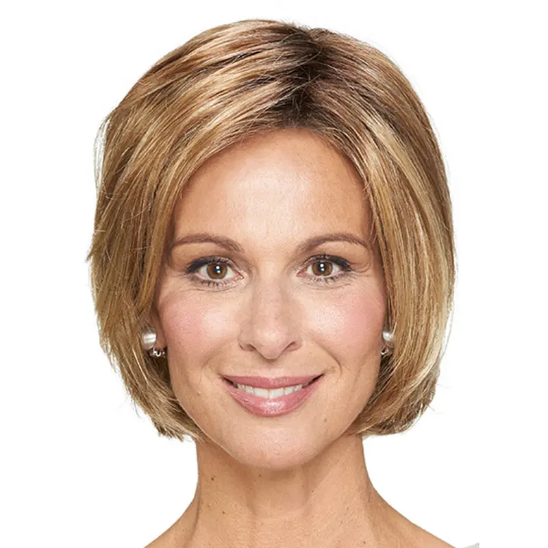 Chin Length Monofilament Ombre/2 Tone Straight 10" Synthetic Good Medium Wigs