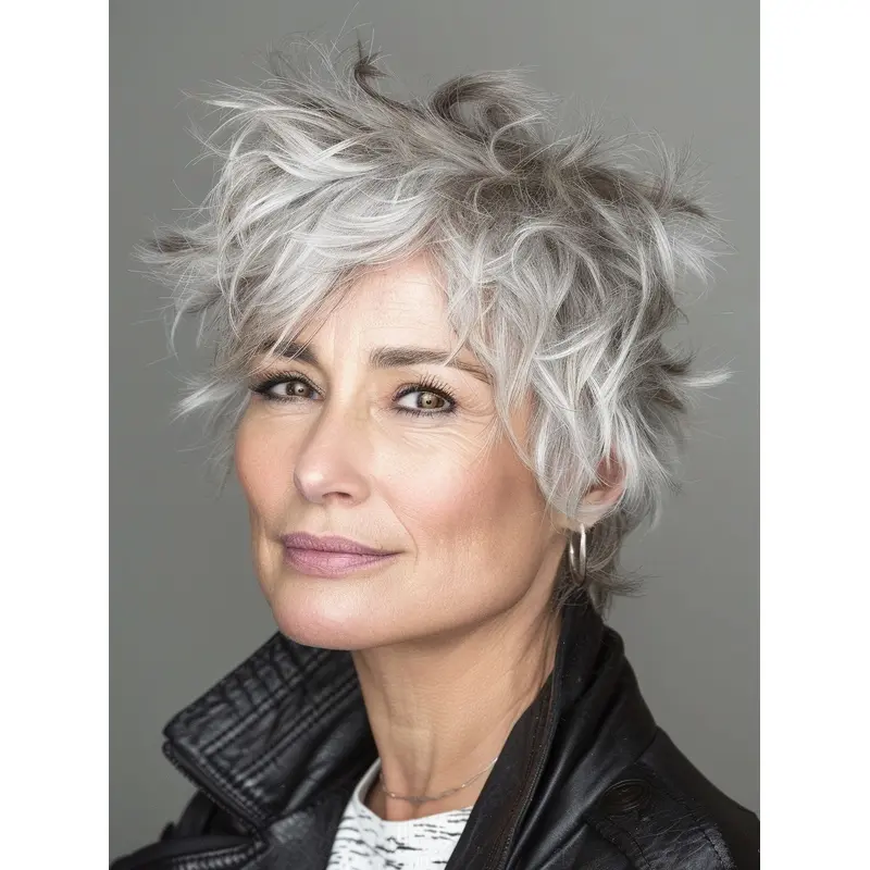 Short Grey Wigs Straight Boycuts Synthetic Monofilament 8" Wigs