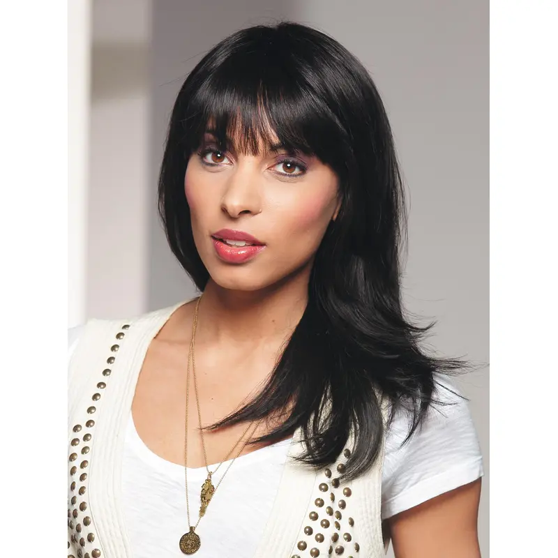 Wonderful Black Long Straight With Bangs High Quality Wigs