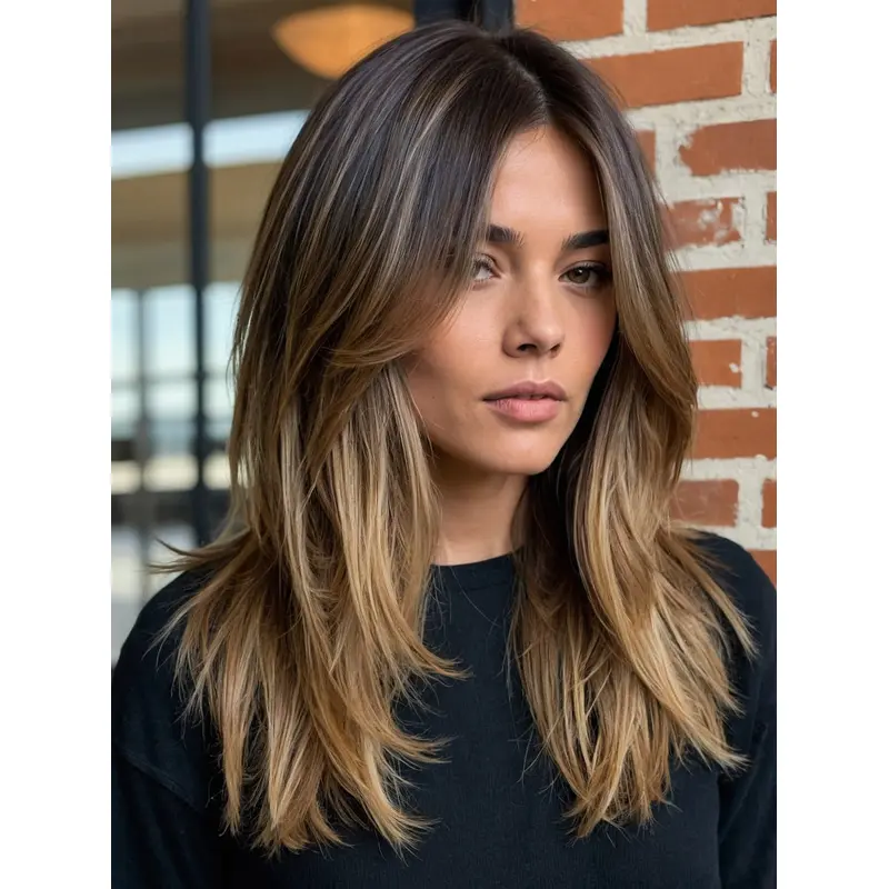 16" Synthetic Lace Front Long Straight Wigs With Bangs