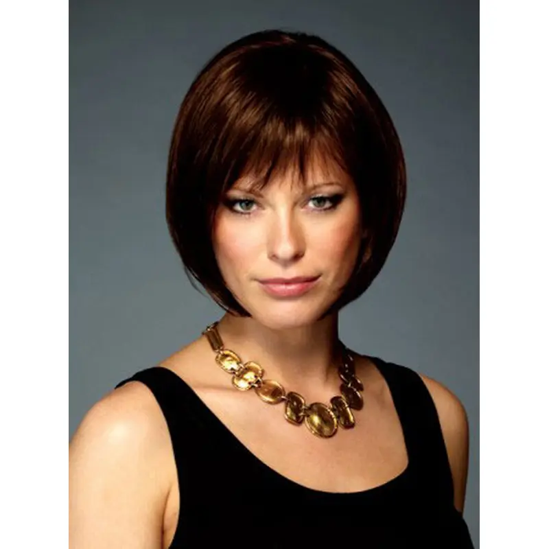 Flexibility Auburn Straight Chin Length Bob Wigs