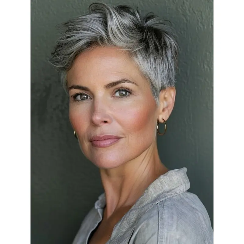 Silver Grey Short Wigs 4" Straight Lace Front Wigs