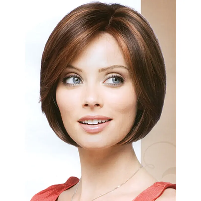 Soft Auburn Straight Chin Length Bob Wigs