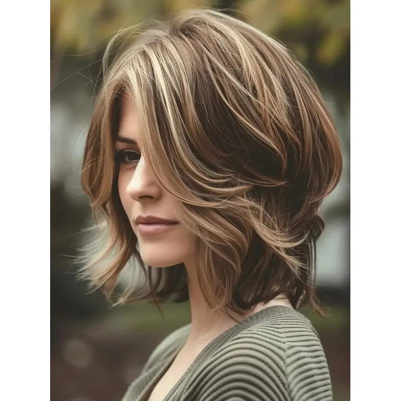 Bob Style Wigs Layered Ombre Tone 12" Synthetic Wigs