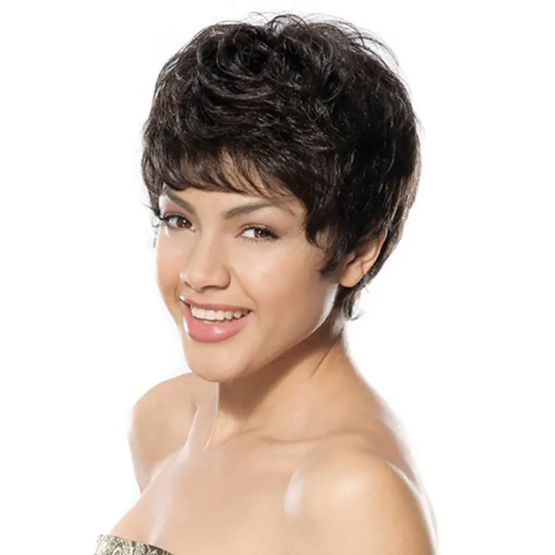 Impressive Black Wavy Short Glueless Lace Wigs