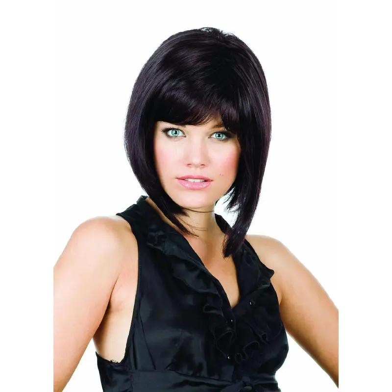 Suitable Black Straight Chin Length Bob Wigs