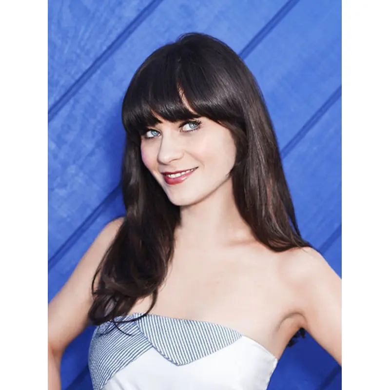 18" Full Lace Long Synthetic Straight Zooey Deschanel Wigs