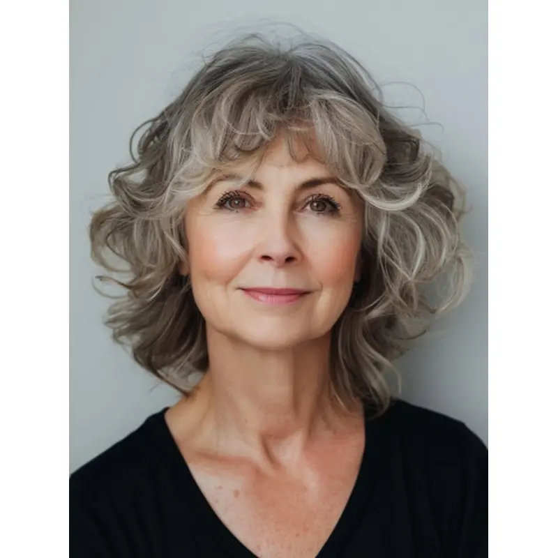 Ash Grey Bob Wig Monofilament 12" Wavy Remy Human Hair Wigs