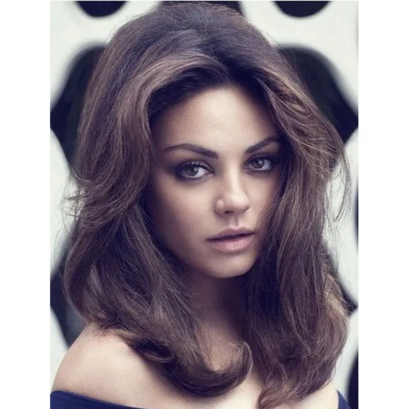 Capless 14" Wavy Shoulder Length Without Bangs Mila Kunis Wigs