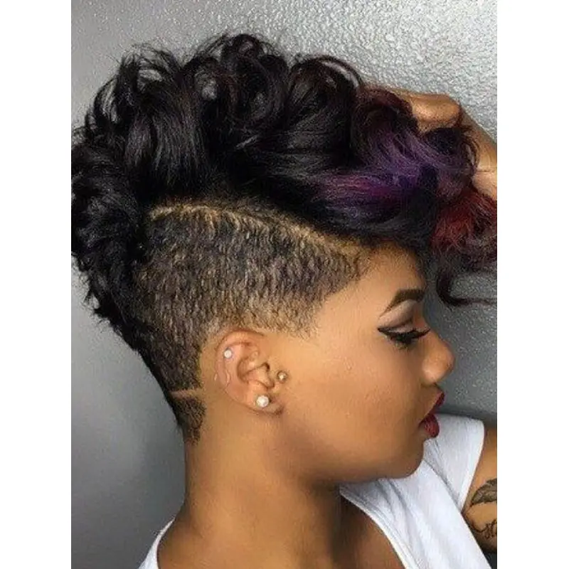 Short Ombre Wigs African American Synthetic Curly Boycuts Wigs