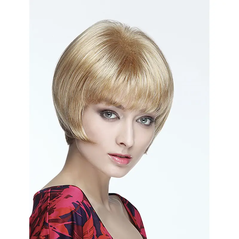 Straight Capless Blonde Synthetic 8" With Bangs Short Wigs
