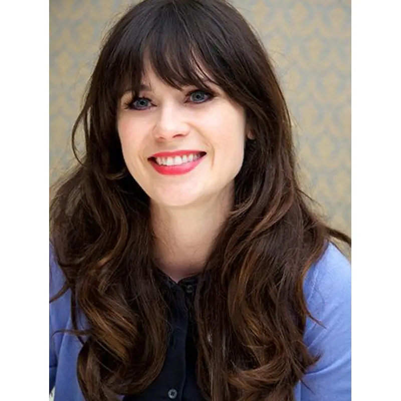 18" Capless Long Synthetic Wavy Zooey Deschanel Wigs