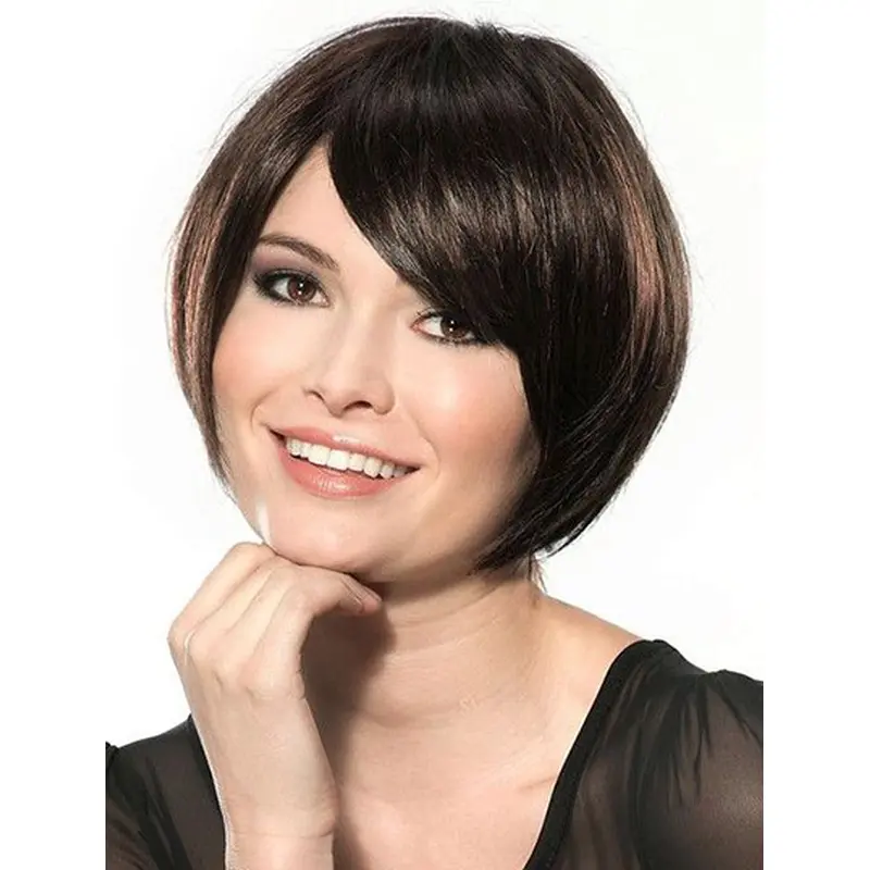 Comfortable Black Lace Front Chin Length Wigs