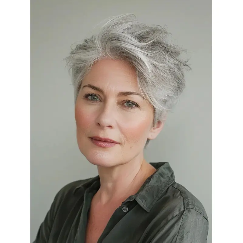 Grey Pixie Wig Remy Human Hair Short Boycuts Straight 6" Lace Front Wigs