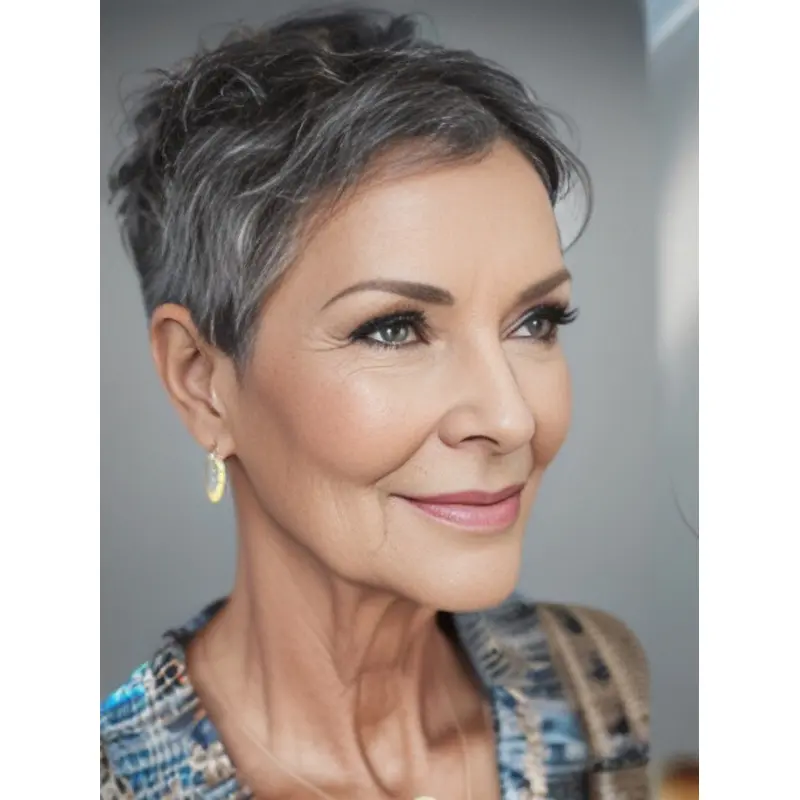 Grey Wigs Straight Remy Human Hair 4" Boycuts Short Monofilament Wigs