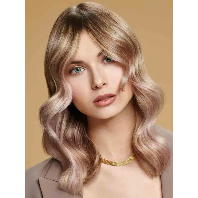 Lace Wig Medium Length Ombre/2 Tone Without Bangs Remy Human Hair 14" Wavy Wigs